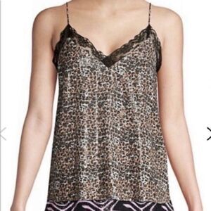 Olivia Rubin Flora Leopard Print Sequin Camisole Blouse 2 Designer Classic